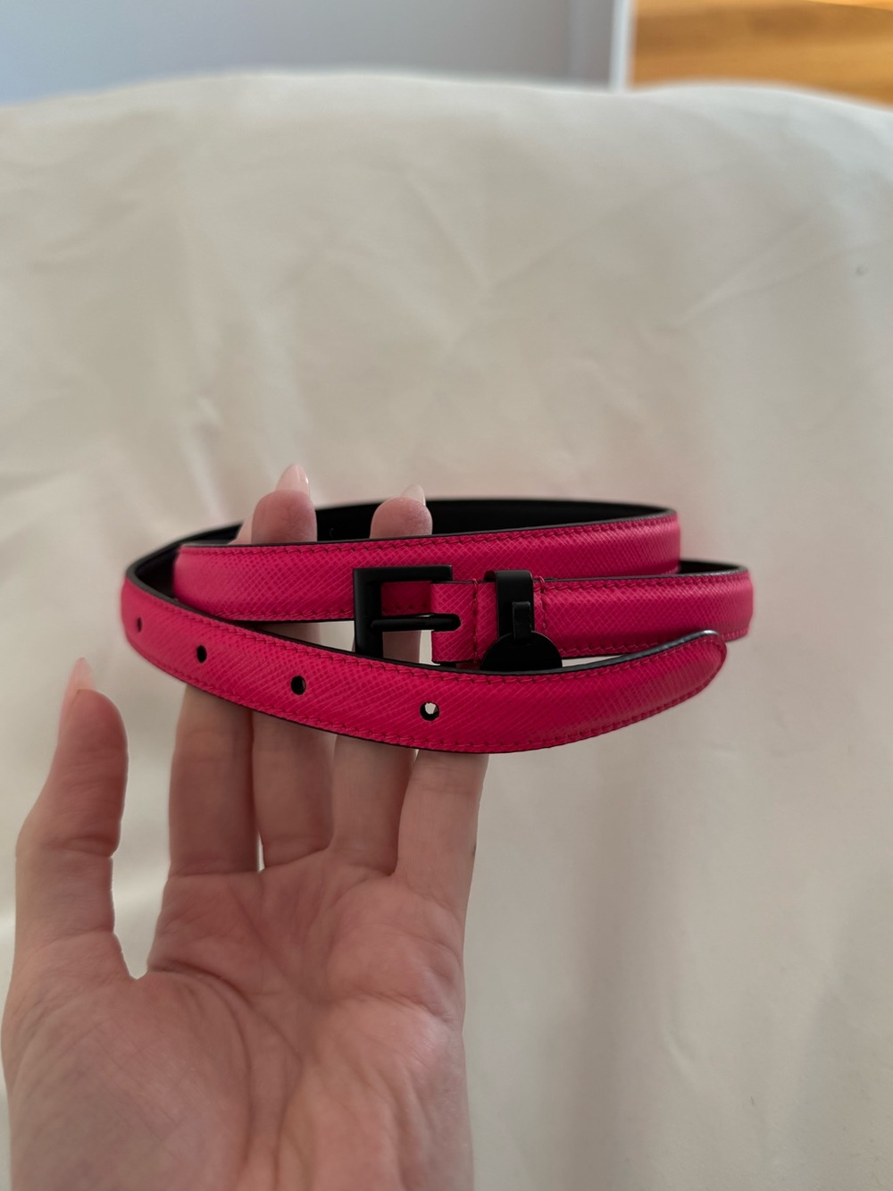Bright Pink Prada Skinny Belt